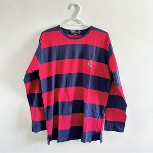 Vintage Polo by Ralph Lauren Red and Navy Striped Shirt 90’s